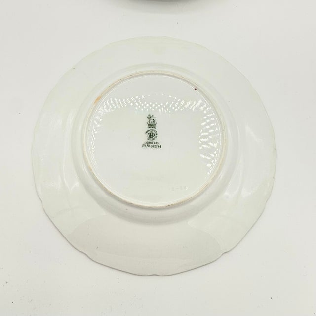 Neoclassical Antique Royal Doulton Countess Green & Gold Luncheon Plates, Set of 4 For Sale - Image 3 of 12