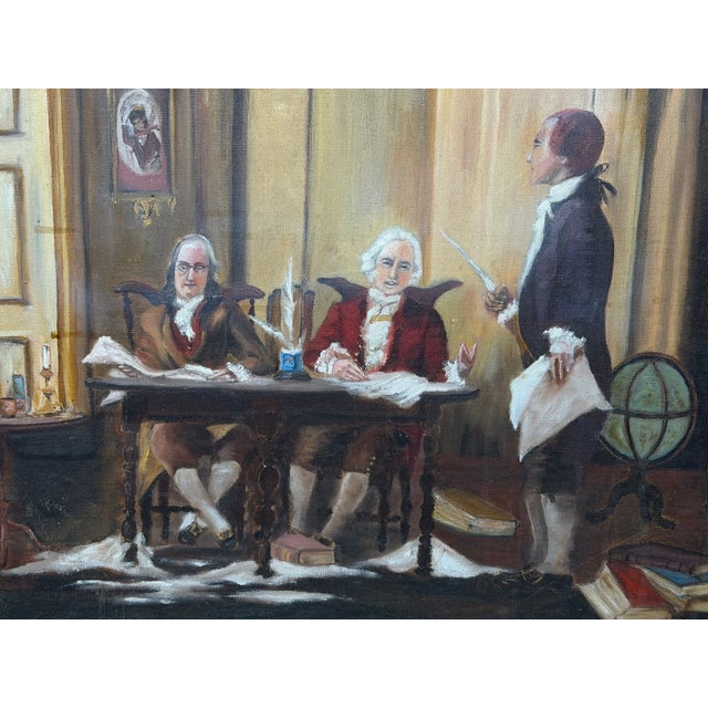 American Historic Oil Painting After Jean Leon Gerome Ferris – Benjamin Franklin, John Adams & Thomas Jefferson Drafting the Declaration of Independence For Sale - Image 3 of 18