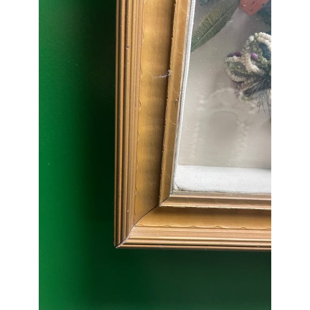 Late 19th Century Victorian Felt Art Memorial Wreath in Shadow Box For Sale - Image 10 of 12