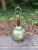 Vintage Green Chrysanthemum Porcelain Table Lamp With Brass & Wood Accents For Sale - Image 4 of 4