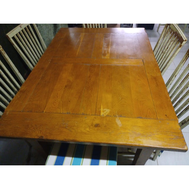 Farmhouse Vintage Farmhouse Table With Chairs For Sale - Image 3 of 5
