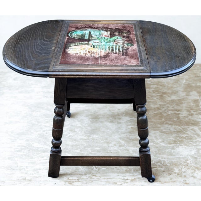 Mid-Century Jacobean Style Swedish Drop Leaf Side Table For Sale - Image 9 of 14