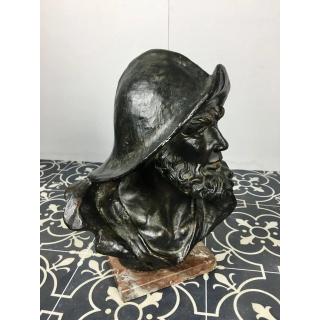 Fisherman Bust Sculpture in Plaster with Bronze Finish, Early 20th Century For Sale - Image 3 of 12