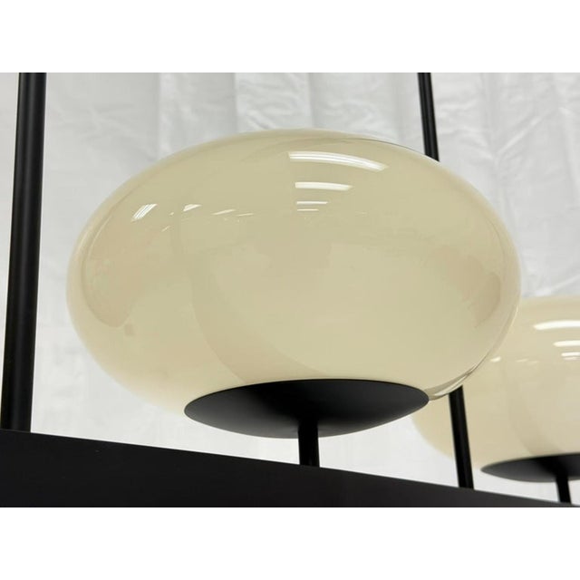 Marian Jamieson "Spyglass" Chandelier Antique Brass Shell White Glass For Sale - Image 13 of 18