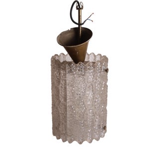 Brass and Glass Ceiling Pendant Light attributed to Carl Fagerlund for Orrefors, 1960s For Sale