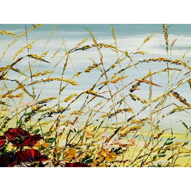 Maya Eventov Blanket of Beauty Oil Flower Canvas With Beautiful Custom Frame Me012209-17 For Sale - Image 11 of 13
