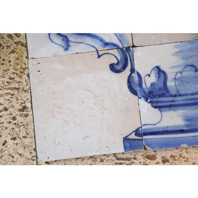 Tile Mural Panel Depicting a Baroque Jardinière With Flowers, Portuguese, 18th Century For Sale - Image 4 of 13
