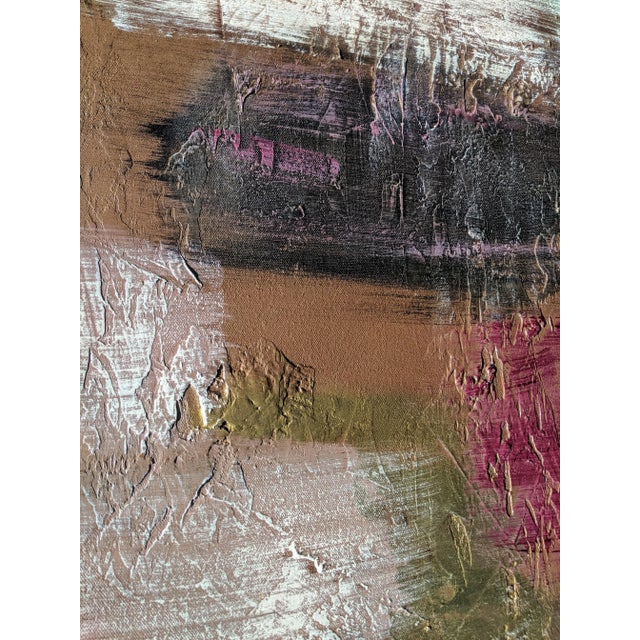 Early 21st Century Original Large Metallic Gold Abstract Painting on Canvas Signed For Sale - Image 5 of 10