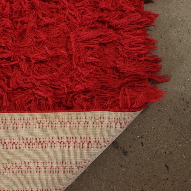 Red Vintage Monochrome Rug For Sale - Image 8 of 10