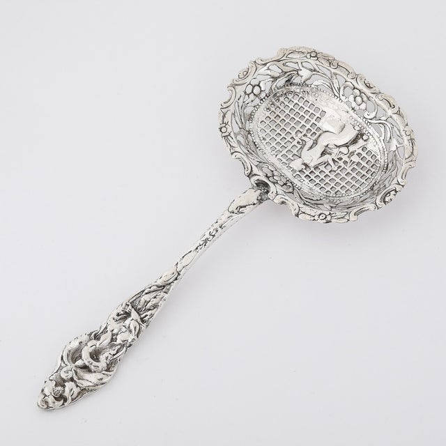 Antique Dutch Silver Bon Bon, Berry, Serving Oval Spoon For Sale - Image 9 of 11