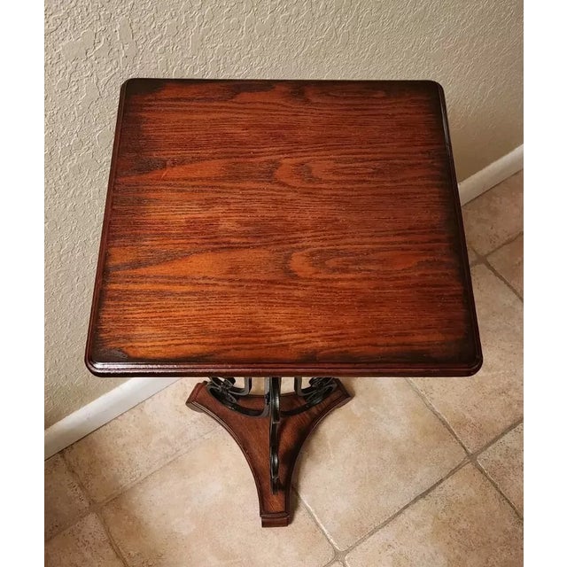 1990s Vintage Wood/Iron Mahogany Side Table For Sale - Image 4 of 7