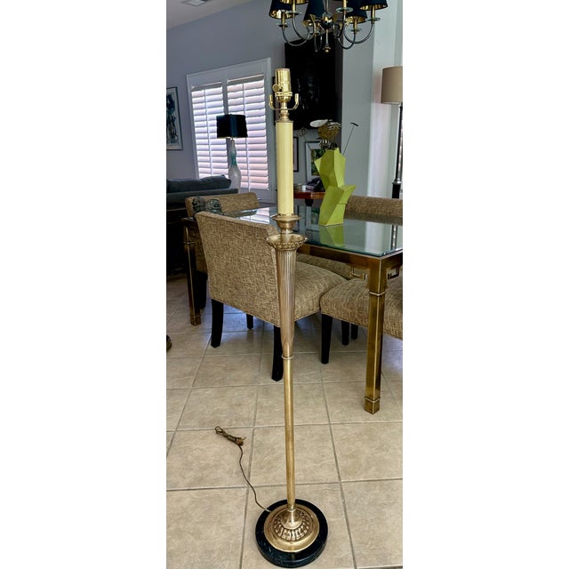 Stone Vintage French Directoire Style Solid Brass & Marble Floor Lamp For Sale - Image 7 of 16