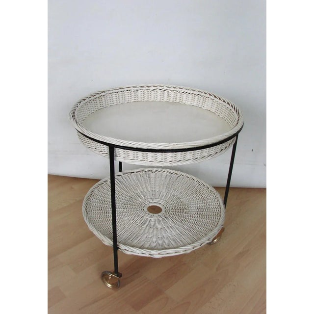 Rattan Table on Wheels, 1960s For Sale - Image 4 of 8