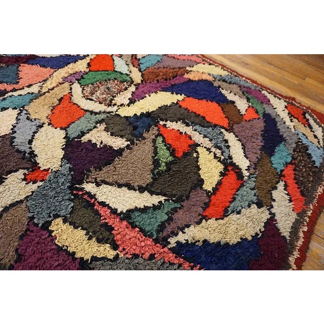 Great Red Border Color and Multi Color Background Vintage American Hooked Rug For Sale - Image 9 of 13