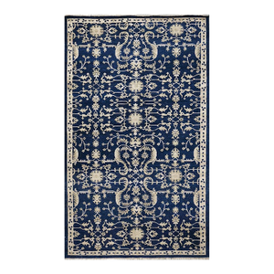 Persian Sultanabad Wool 6x10 Navy Blue & Ivory Handmade Area Rug #1144038