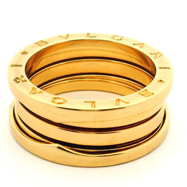 Gold 1990s Bulgari B.zero1 Three-Band Ring in 18k Yellow Gold, Size 7.5 For Sale - Image 8 of 11