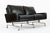 Black Vintage Postmodern Black Leather & Brushed Steel Loveseat Sofa, 1980s For Sale - Image 8 of 11