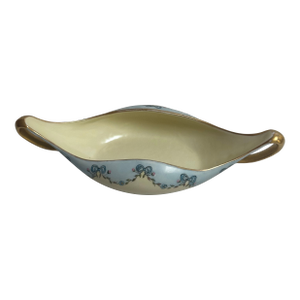 Antique T & v Limoges France Canoe-Shape Handle Bowl 10"x 5" Floral Hand Painted