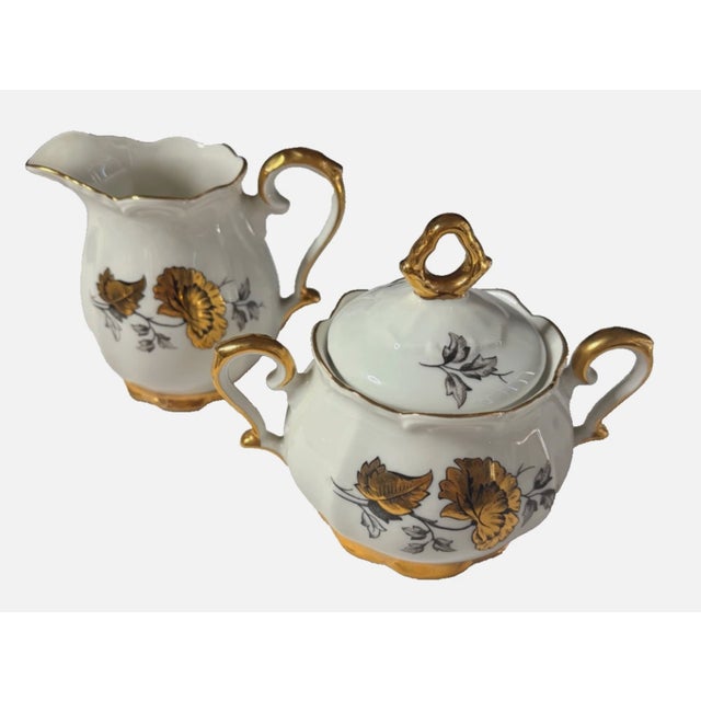Mid 20th Century Mid 20th Century Porcelain Coffee Service Gold Rim Bareuther Waldsassen Bavaria-Germany 24k Gold - 15 pcs For Sale - Image 5 of 12