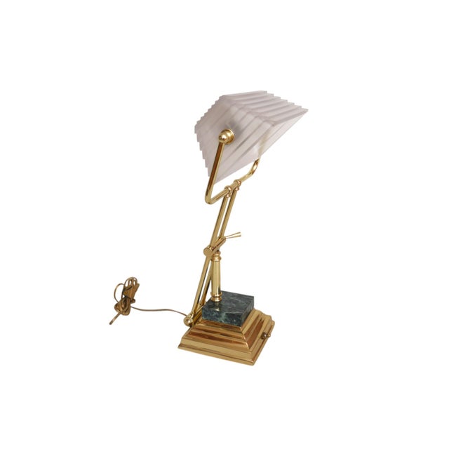 American Brass, Glass & Marble Banker’s Lamp For Sale - Image 3 of 8