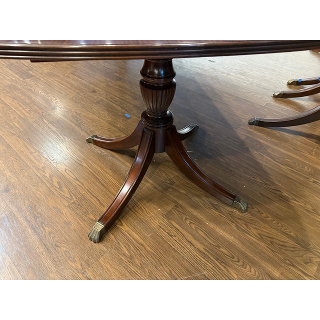Georgian Style Multi-Banded Mahogany Dining Table by Leighton Hall - Showroom Sample For Sale - Image 10 of 16