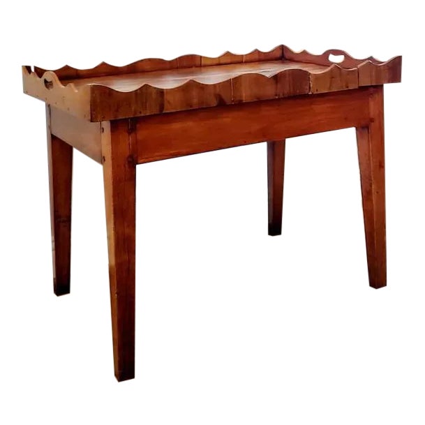 Rustic 19th Century Country French Provincial Cherry Wood Tray-Top Coffee Table or End Table For Sale