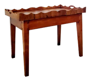 Rustic 19th Century Country French Provincial Cherry Wood Tray-Top Coffee Table or End Table