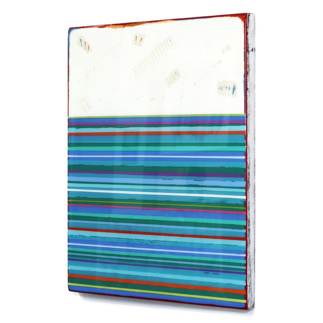 Fuego 8 - Modern Resin Blue Striped Minimalist Original Artwork by Ricky Hunt For Sale In Los Angeles - Image 6 of 9