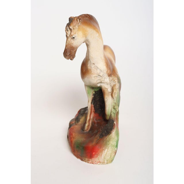 Circa 1950s American painted chalkware horse. These figurines date back as far as the 1800s and were often used as...