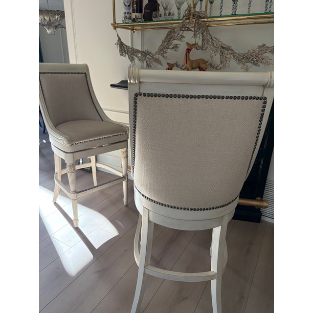 Front Gate Upholstred Swivel Bar Stools Set of 2 For Sale - Image 4 of 12