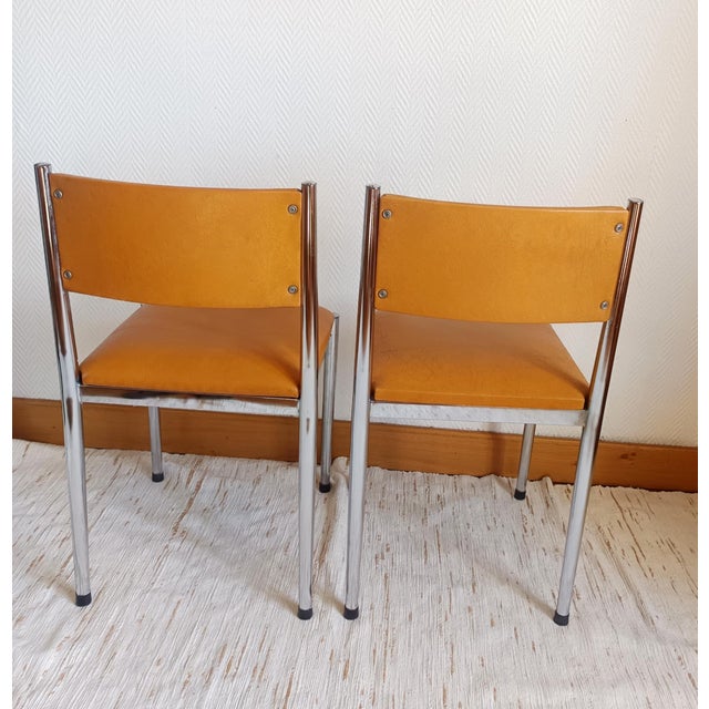 1970s Set of Skai and Chrome Chairs, 1970 For Sale - Image 5 of 12