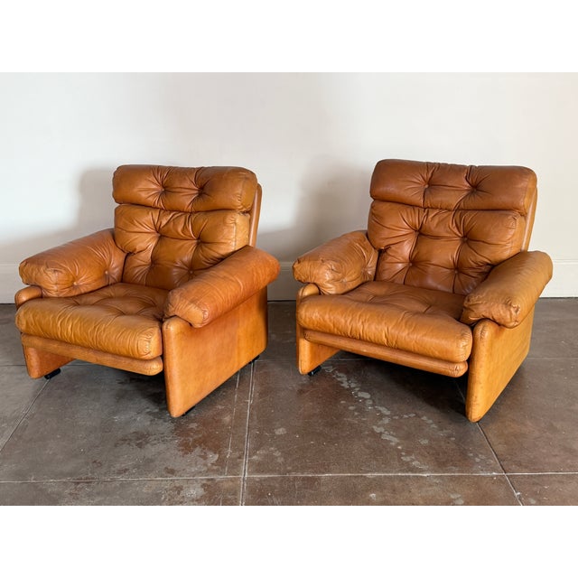 1970s C & B Italia Leather Lounge Chairs For Sale - Image 11 of 12