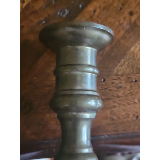 Vintage Brass Candleholder For Sale - Image 4 of 6