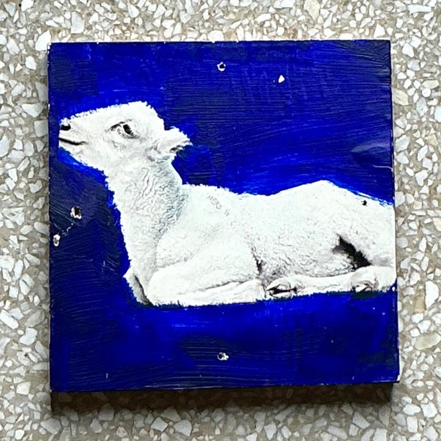 Bring a touch of whimsical charm and earthy boho vibes into your home with this Vintage Boho Original Lamb Painting....