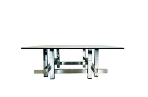 Vintage Steel Glass Coffee Table by David Hicks, 1970s