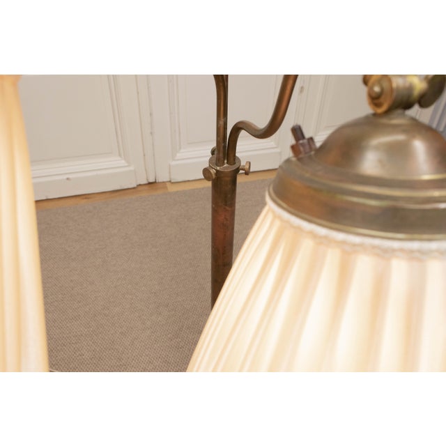 Mid-Century Modern Brass and Copper Floor Lamp with Three Satin Shades, Sweden, 1940s For Sale - Image 3 of 11