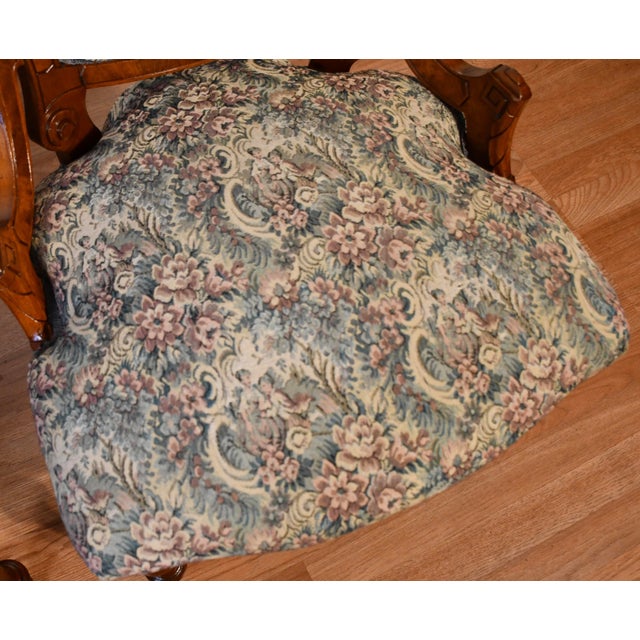 1860s Pair of Antique Victorian Carved Walnut Living Room Chairs/ Side Chairs For Sale - Image 11 of 11