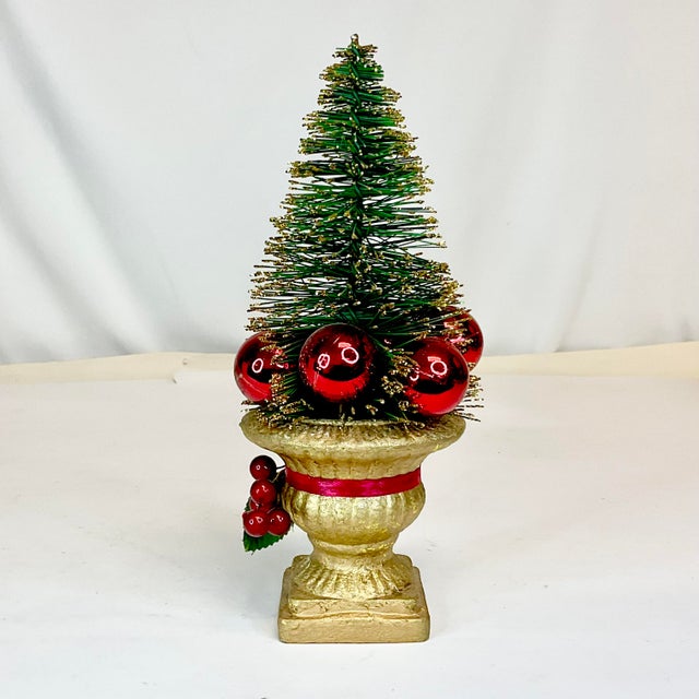 1960s Vintage Boho Chic Hollywood Regency Bottle Brush Christmas Tree For Sale - Image 4 of 8