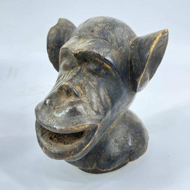 Early 20th Century Baule Monkey Vessel with Lid Côte d'Ivoire For Sale - Image 11 of 14