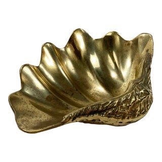 Vintage Brass Shell Trinket Dish For Sale