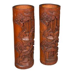 1880's Tall Pair of Victorian Antique Brush Pots