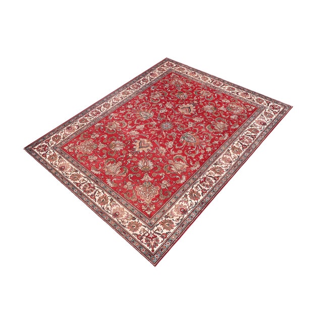 Shabby Chic Retro Persian Tabriz Red/Beige Wool Rug - 8'1'' X 11'3'' For Sale - Image 3 of 10