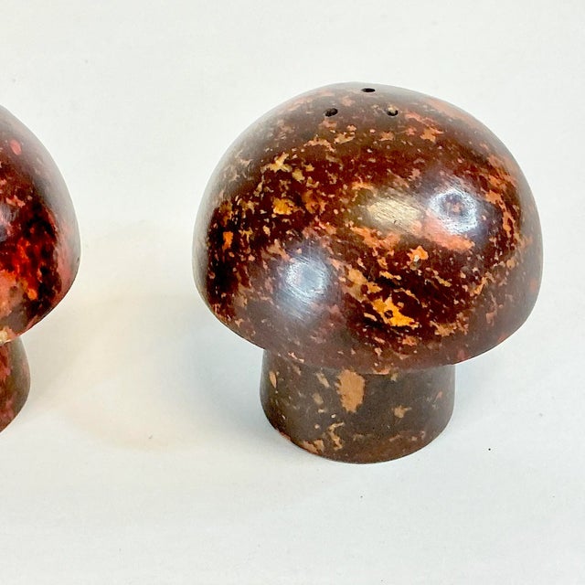 1970s Vintage Minimalism Italian Marble Mushroom Salt & Pepper Shakers - A Pair, Thanksgiving For Sale - Image 10 of 12
