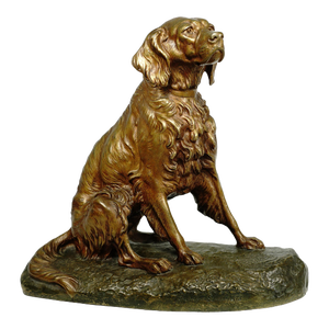 CLovis Edmond Masson Antique French Bronze Sculpture of a Hunting Dog