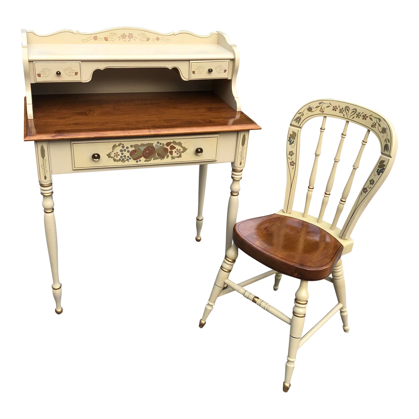 Ethan Allen Hitchcock Style Desk and Chair 2 Piece Set Chairish