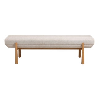 Julianna Cream Textured Fabric Bench For Sale