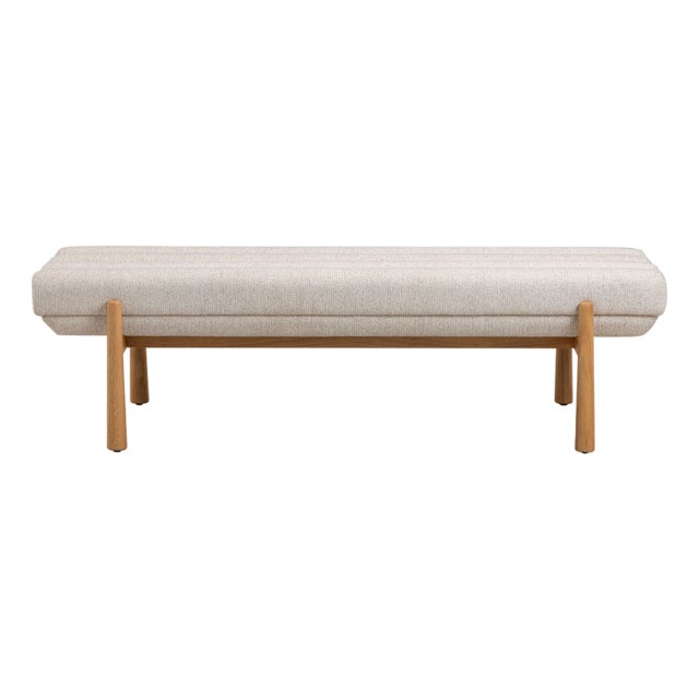 Julianna Cream Textured Fabric Bench For Sale