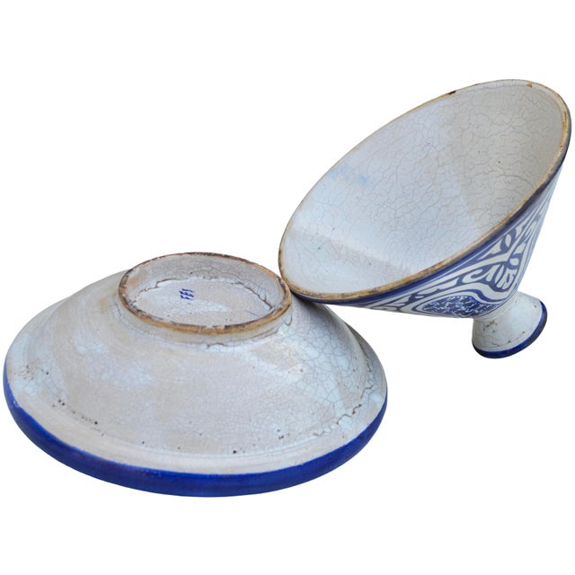 Early 20th Century Handmade Blue-Patterned Moorish Ceramic Lidded Bowl For Sale - Image 11 of 11