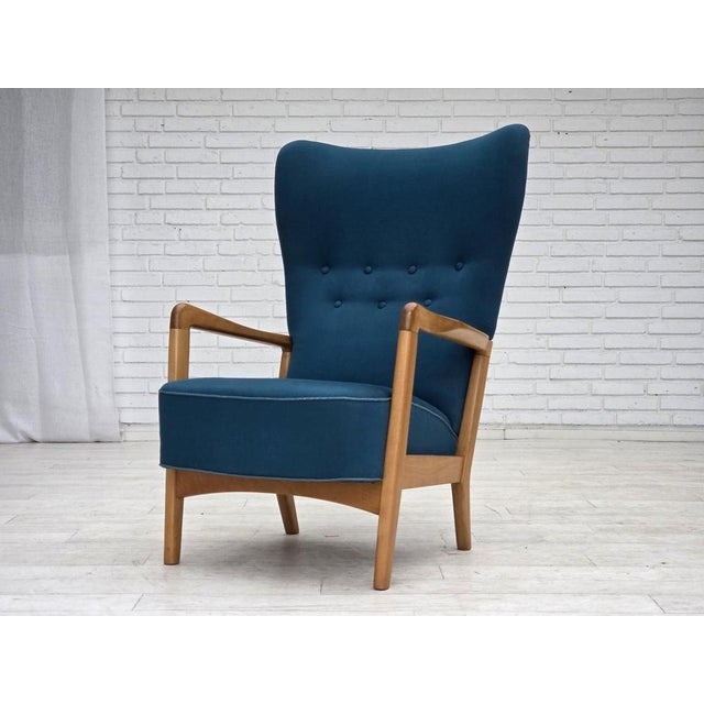Danish Armchair in Wool and Lacquered Beechwood by Fritz Hansen, 1970s For Sale - Image 14 of 18
