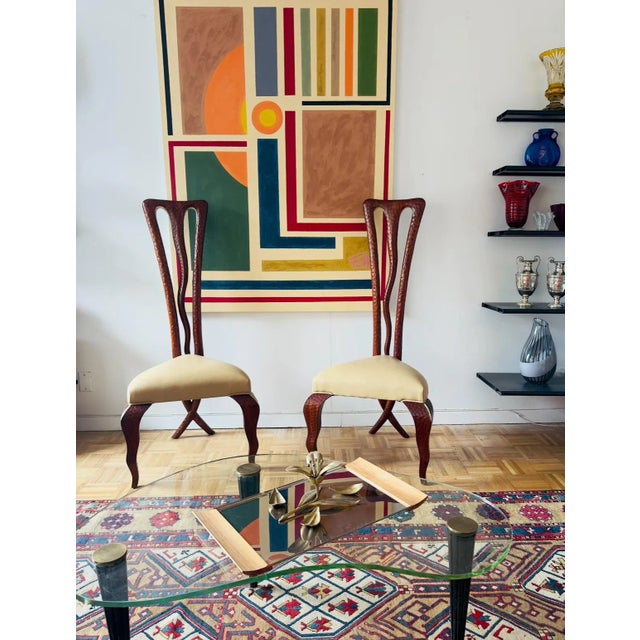Christopher Guy 1990's Side Chair in Mahogany With Crossed Legs and Leather Seat - 2 Available For Sale In New York - Image 6 of 12